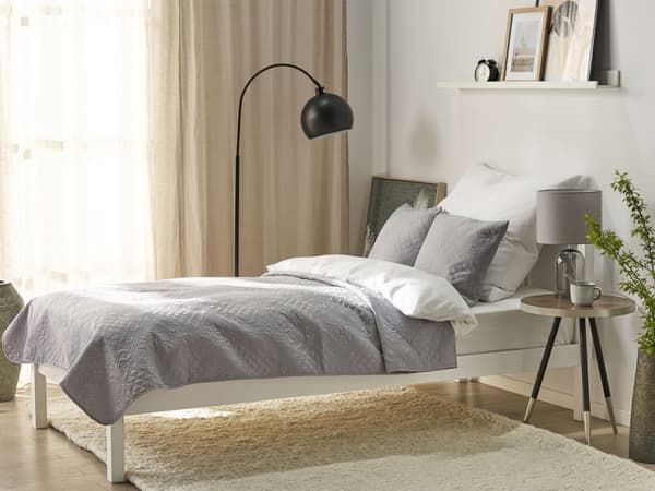Sengeteppe Grå Polyester 160 x 220 cm med puter Preget mønster Dekorativt sengetøy Klassisk Design Soverom