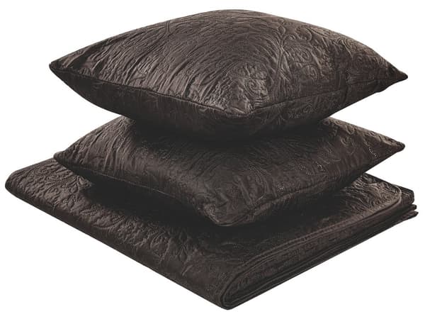 Sengeteppe og Putesett Brunt Polyester 140 x 210 cm Preget mønster Dekorativt sengetøy Klassisk design soverom