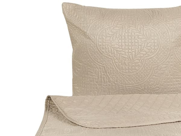 Sengeteppe Taupe Polyester 160 x 220 cm med puter Preget mønster Dekorativt sengetøy Klassisk design Soverom