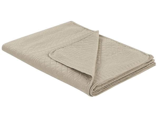 Sengeteppe Taupe Polyester 160 x 220 cm med puter Preget mønster Dekorativt sengetøy Klassisk design Soverom