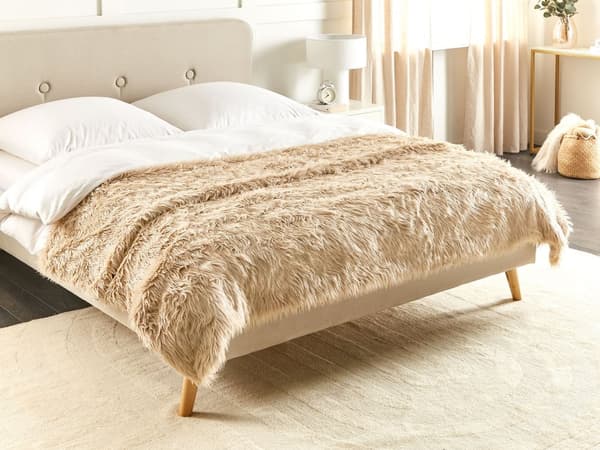 Sengeteppe Lysebrunt Mykt Stoff 200 x 220 cm Fuskepelsteppe