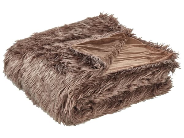 Sengeteppe Brun Mykt Stoff 200 x 220 cm Fuskepelsteppe