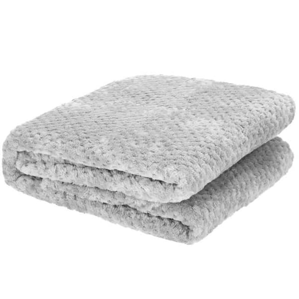 Överkast - SPRINGOS® - Mjuk varm filt - 200x220 cm - 100% polyester - Ljusgrå