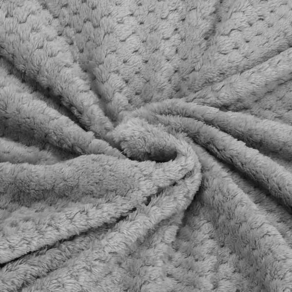 Filt - SPRINGOS - Täcke 200x220 cm - 100% polyester - Grå - Mjuk konsistens
