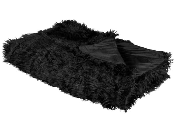 Päiväpeitto musta 150 x 200 cm polyesteri pehmeä pörröinen moderni glamour