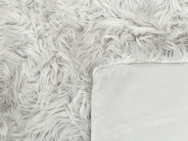 Överkast Ljusgrå Polyester Akryl 150 x 200 cm Fuskpäls Lättskött Mjuk Sovrum
