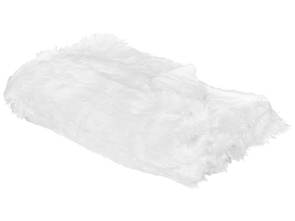Överkast Vit Polyester Akryl 150 x 200 cm Fuskpäls Lättskött Mjuk Sovrum