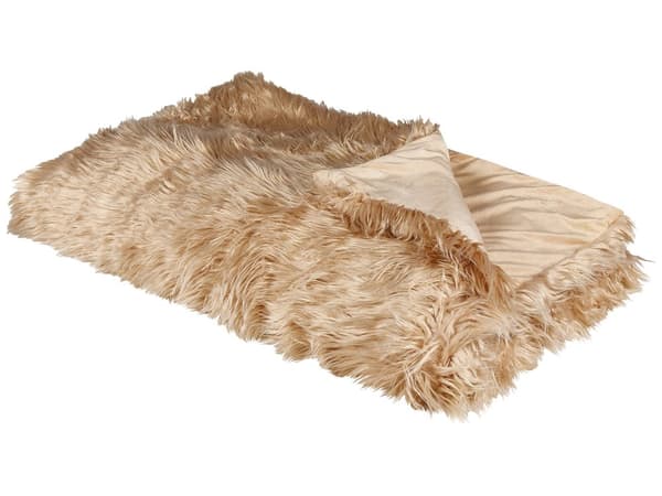 Överkast Ljusbrun Polyester Akryl 150 x 200 cm Fuskpäls Lättskött Mjuk Sovrum