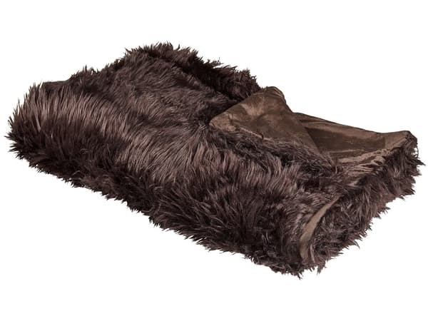 Överkast Brun Polyester Akryl 150 x 200 cm Fuskpäls Lättskött Mjuk Sovrum