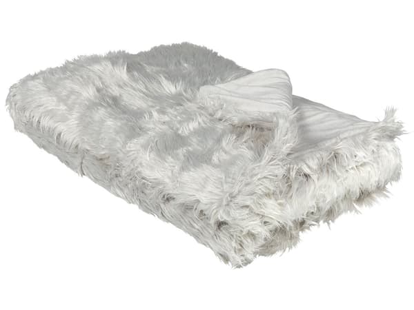 Sengeteppe Lysegrå Fuskepels 150 x 200 cm Shaggy Pledd Tekstil Tilbehør Dekorativt Soverom