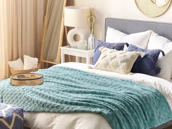 Sengeteppe Lysegrønn Polyester 150 x 200 cm Fluffy Pledd Tekstil Tilbehør Dekorativt