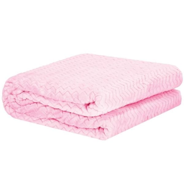 Filt - SPRINGOS - Sicksack - 70 x 160 cm - Polyester - Babyrosa
