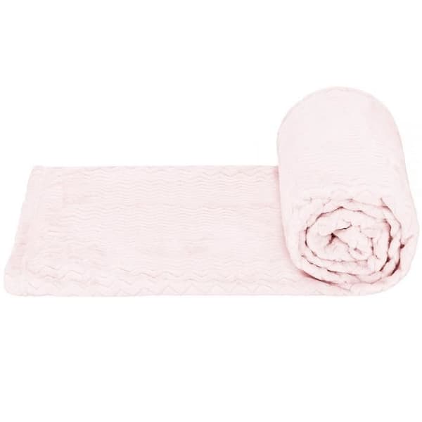 Filt - SPRINGOS - Sicksack - 70 x 160 cm - Pastellrosa - Mjuk och varm