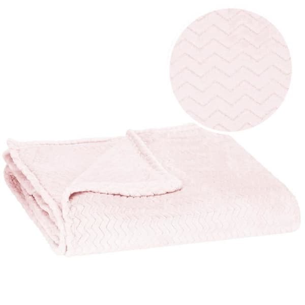 Filt - SPRINGOS - Sicksack - 70 x 160 cm - Pastellrosa - Mjuk och varm