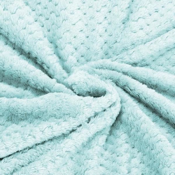 SPRINGOS mysig filt - 200x220 cm - 100% polyester med textur - ljusblå