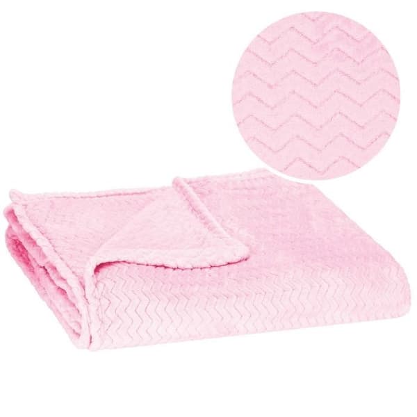 Täckning - SPRINGOS - Zigzag - 130 x 180 cm - Polyester - Babyrosa