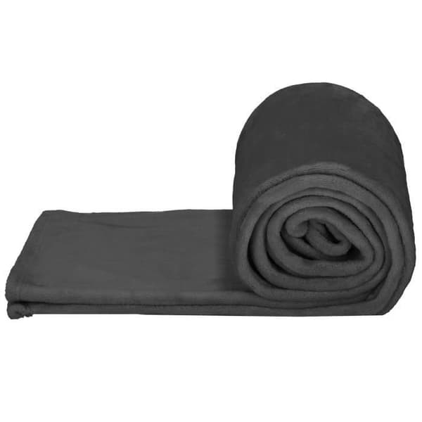 Filt - SPRINGOS - Täcke 150x200 cm - Polyester 100% - Grafit - Varm och mjuk