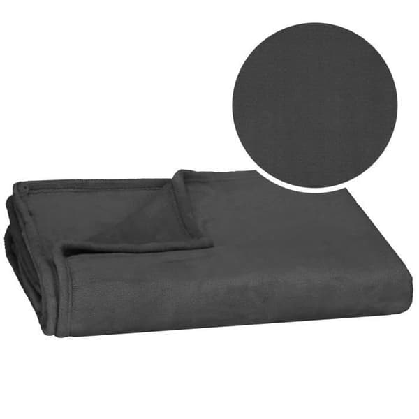 Filt - SPRINGOS - Täcke 150x200 cm - Polyester 100% - Grafit - Varm och mjuk