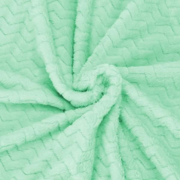 Filt - SPRINGOS - Sicksack - 70 x 160 cm - Polyester - Pastellgrön