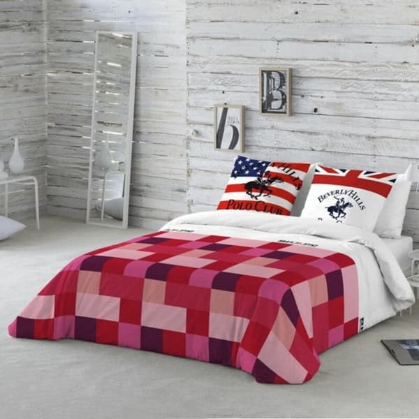 Påslakan Beverly Hills Polo Club Atlanta Röd - UK king size-säng (240 x 220 cm)