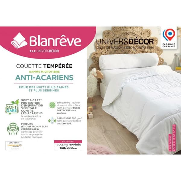 Täcken "Douceur" mikrofiberserie 140 x 200 cm med Soft &amp; care Anti-mite behandling