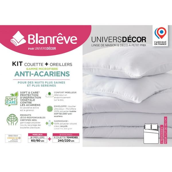 Blanrêve Duvet Pack 240 x 220 cm + 2 kuddar 60 x 60 “Softness” Microfiber Range Anti-Mite Treated Soft & vård