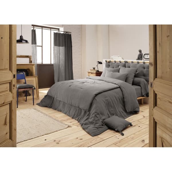 Quilt eller gavel "Gaïa" alla storlekar "Cotton Gauze" - Gaïa Granit - 150 x 150 cm