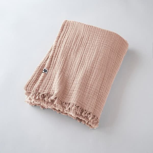 Fransfilt "Gaïa" alla storlekar "Cotton Gauze" - Gaïa Marshmallow - 130 x 160 cm