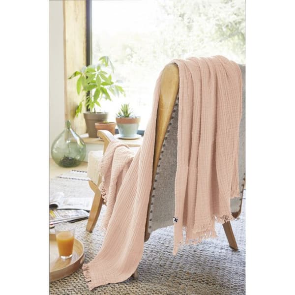 Fransfilt "Gaïa" alla storlekar "Cotton Gauze" - Gaïa Marshmallow - 130 x 160 cm