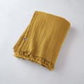 Miniatyrbild 2 av 5: Fransad filt "Gaïa" alla storlekar "Cotton Gauze" - Gaïa Safran - 180 x 220 cm