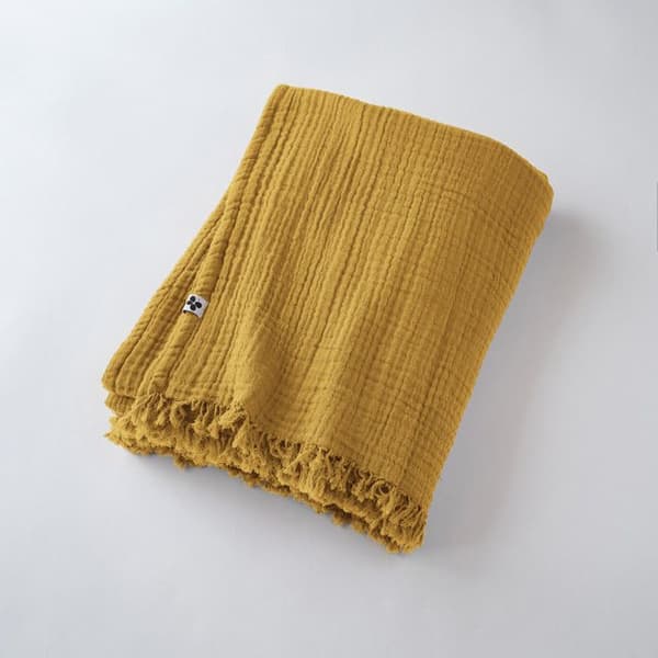 Fransad filt "Gaïa" alla storlekar "Cotton Gauze" - Gaïa Safran - 130 x 160 cm