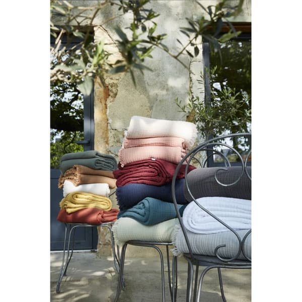 Fransad filt "Gaïa" alla storlekar "Cotton Gauze" - Gaïa Peach Pink - 180 x 220 cm