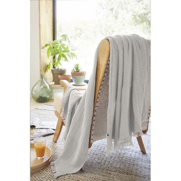 Fransfilt "Gaïa" alla storlekar "Cotton Gauze" - Gaïa Nuage - 130 x 160 cm