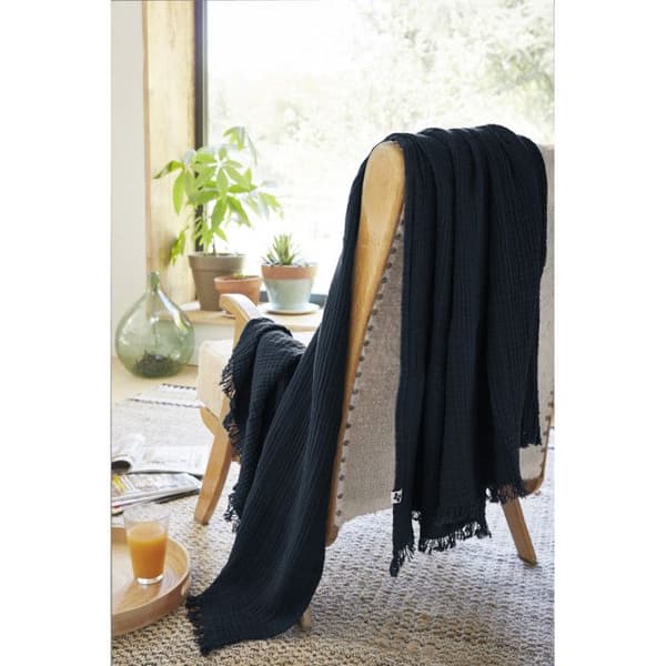 Fransfilt "Gaïa" alla storlekar "Cotton Gauze" - Gaïa Minuit - 180 x 220 cm