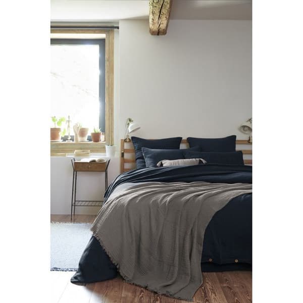 Fransfilt "Gaïa" alla storlekar "Cotton Gauze" - Gaïa Granit - 180 x 220 cm