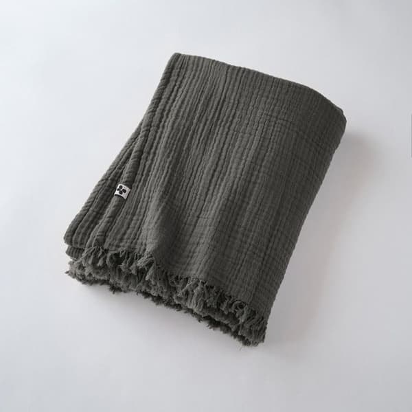 Fransfilt "Gaïa" alla storlekar "Cotton Gauze" - Gaïa Granit - 180 x 220 cm