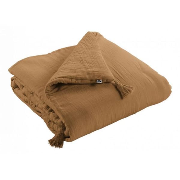 Quilt eller gavel "Gaïa" alla storlekar "Cotton Gauze" - Gaïa Camel - 150 x 150 cm
