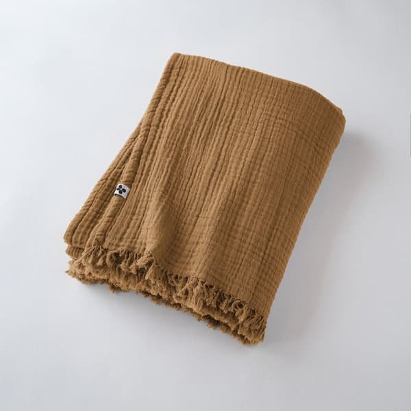 Fransad filt "Gaïa" alla dimensioner "Gaze de Coton" - Gaïa Camel - 180 x 220 cm