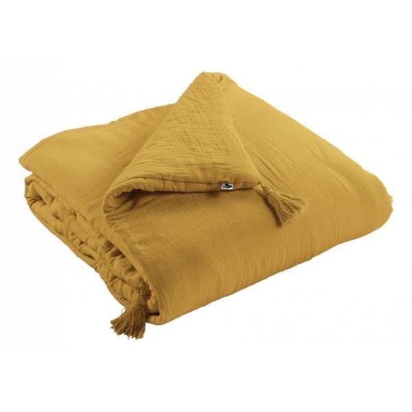 Quilt eller gavel "Gaïa" alla storlekar "Cotton Gauze" - Gaïa Saffran - 150 x 150 cm