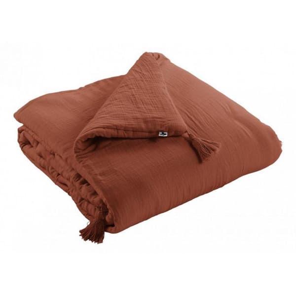 Quilt eller gavel "Gaïa" alla storlekar "Cotton Gauze" - Gaïa Terracotta - 150 x 150 cm