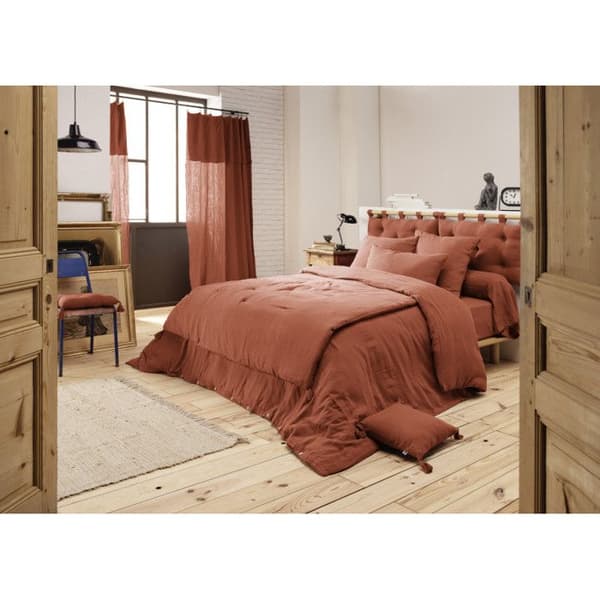Quilt eller gavel "Gaïa" alla storlekar "Cotton Gauze" - Gaïa Terracotta - 90 x 200 cm