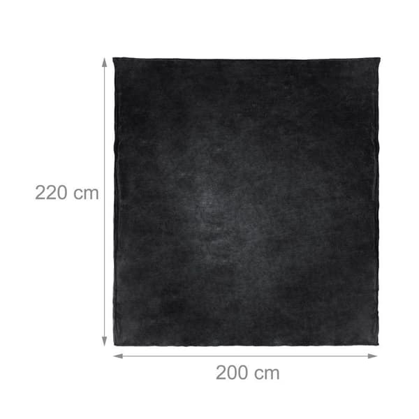 Relaxdays Stor mjuk fleecefilt mysig pläd 200 x 220 cm tvättbar 30°C i polyester, svart