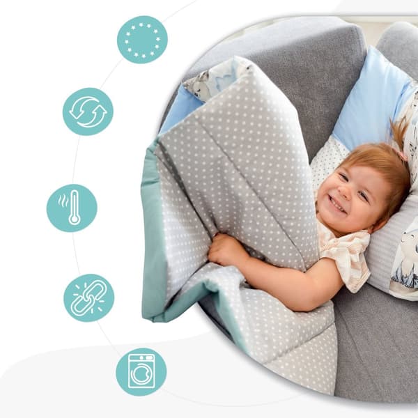 Håndlavede Patchwork Børnesengetæpper 100x135 - Børnesengetæppesæt med pude Børnesengetæppe med pude Børnesengetæppe Bomuldspindsvin Lysegrå