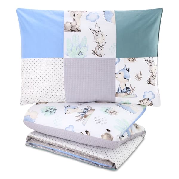 Håndlavede Patchwork Børnesengetæpper 100x135 - Børnesengetæppesæt med pude Børnesengetæppe med pude Børnesengetæppe Bomuldspindsvin Lysegrå