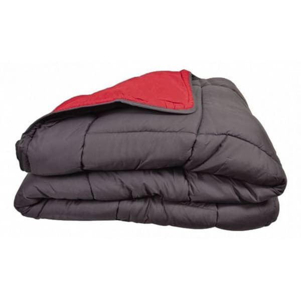 Tvåfärgat varmt täcke Microfiber Range "Cocoon Non-fire" Toison d'or - Cocoon Grey Red - 220 x 240 cm för dubbelsäng