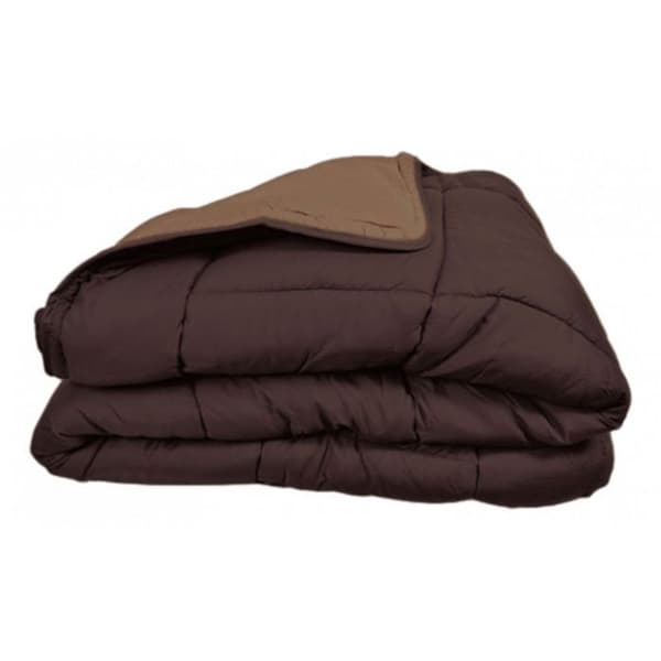 Tvåfärgat varmt täcke Microfiber Range "Cocoon Non-fire" Toison d'or - Cocoon Mocha Chocolate - 220 x 240 cm för dubbelsäng