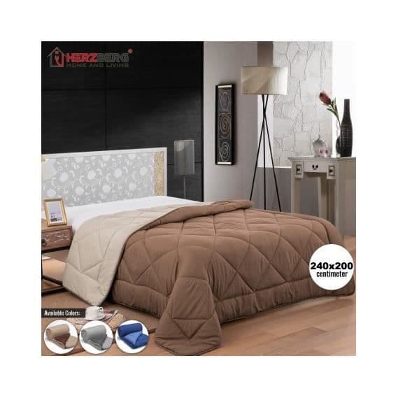 Reservdel Trädgårdsredskap - Herzberg HG-2420BCO: Tvåfärgat mikrofibertäcke - 240x200 cm Brun