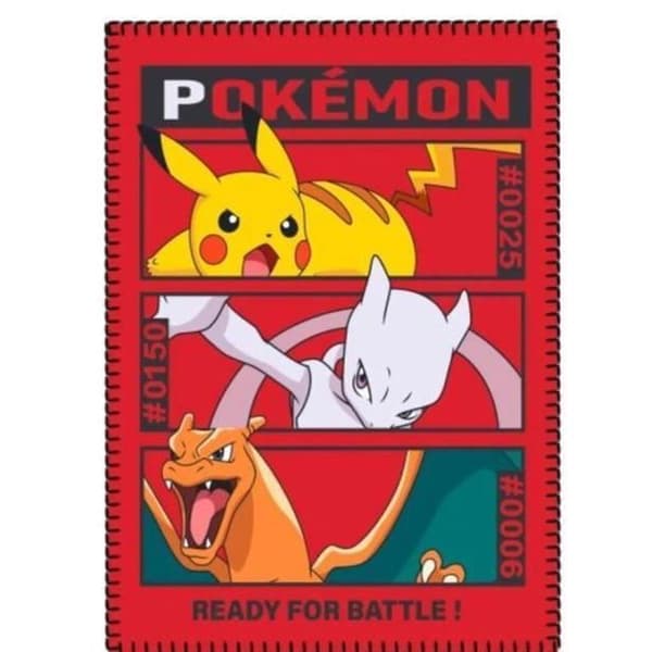 Fleecefilt - Pokémon - Battle - 100x140 cm - Röd - 100% fleece