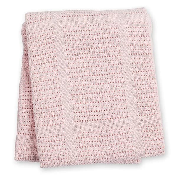 Rosa stickad filt