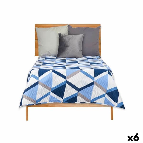 Sengetæppe med to sider 180 x 260 cm Blå Hvid (6 enheder)